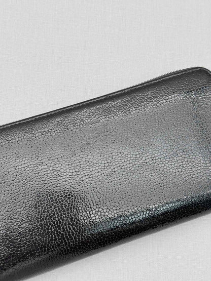 Pre-loved CHRISTIAN LOUBOUTIN Black Pebbled Continental Wallet at Reems Closet