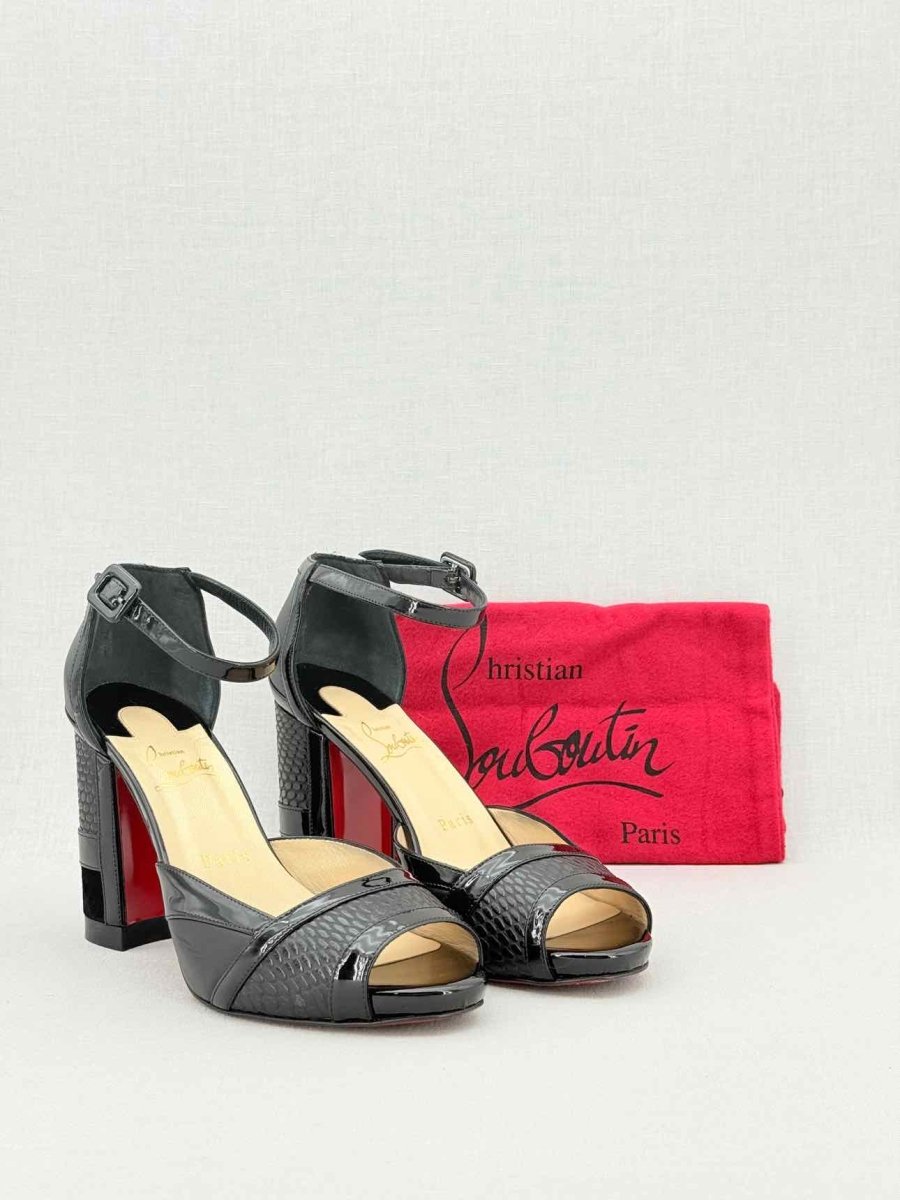 Pre - loved CHRISTIAN LOUBOUTIN Black Size EU 38.5 Heeled Sandals at Reems Closet