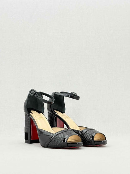 Pre - loved CHRISTIAN LOUBOUTIN Black Size EU 38.5 Heeled Sandals at Reems Closet