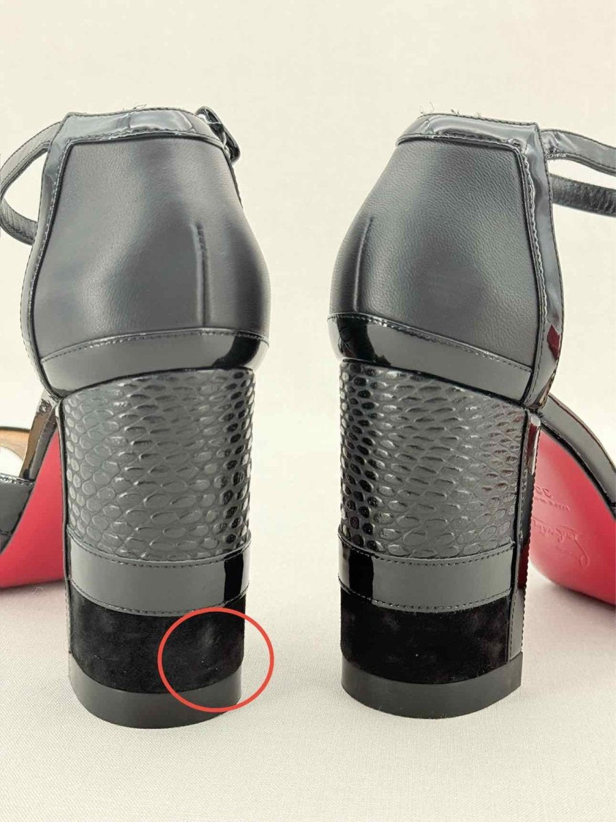 Pre - loved CHRISTIAN LOUBOUTIN Black Size EU 38.5 Heeled Sandals at Reems Closet