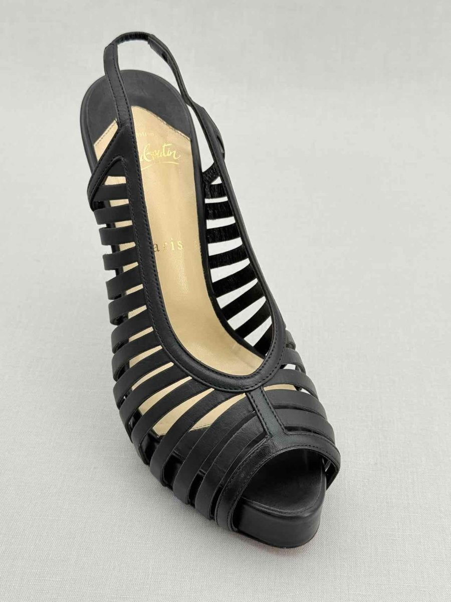 Pre - loved CHRISTIAN LOUBOUTIN Black Size EU 38.5 Slingbacks at Reems Closet