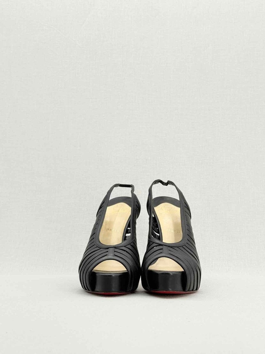 Pre - loved CHRISTIAN LOUBOUTIN Black Size EU 38.5 Slingbacks at Reems Closet