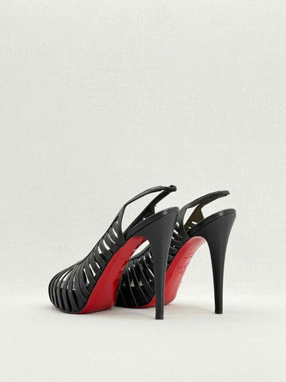 Pre - loved CHRISTIAN LOUBOUTIN Black Size EU 38.5 Slingbacks at Reems Closet