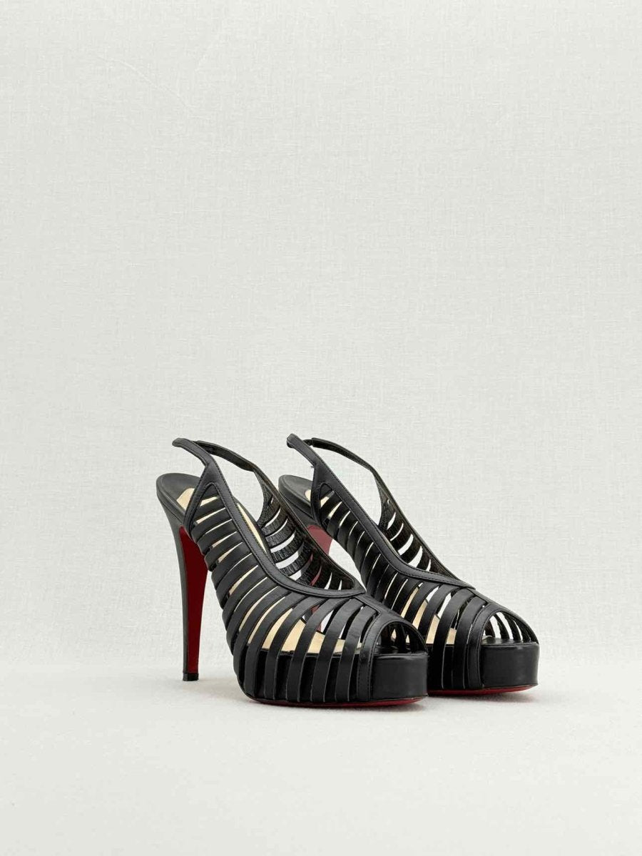 Pre - loved CHRISTIAN LOUBOUTIN Black Size EU 38.5 Slingbacks at Reems Closet