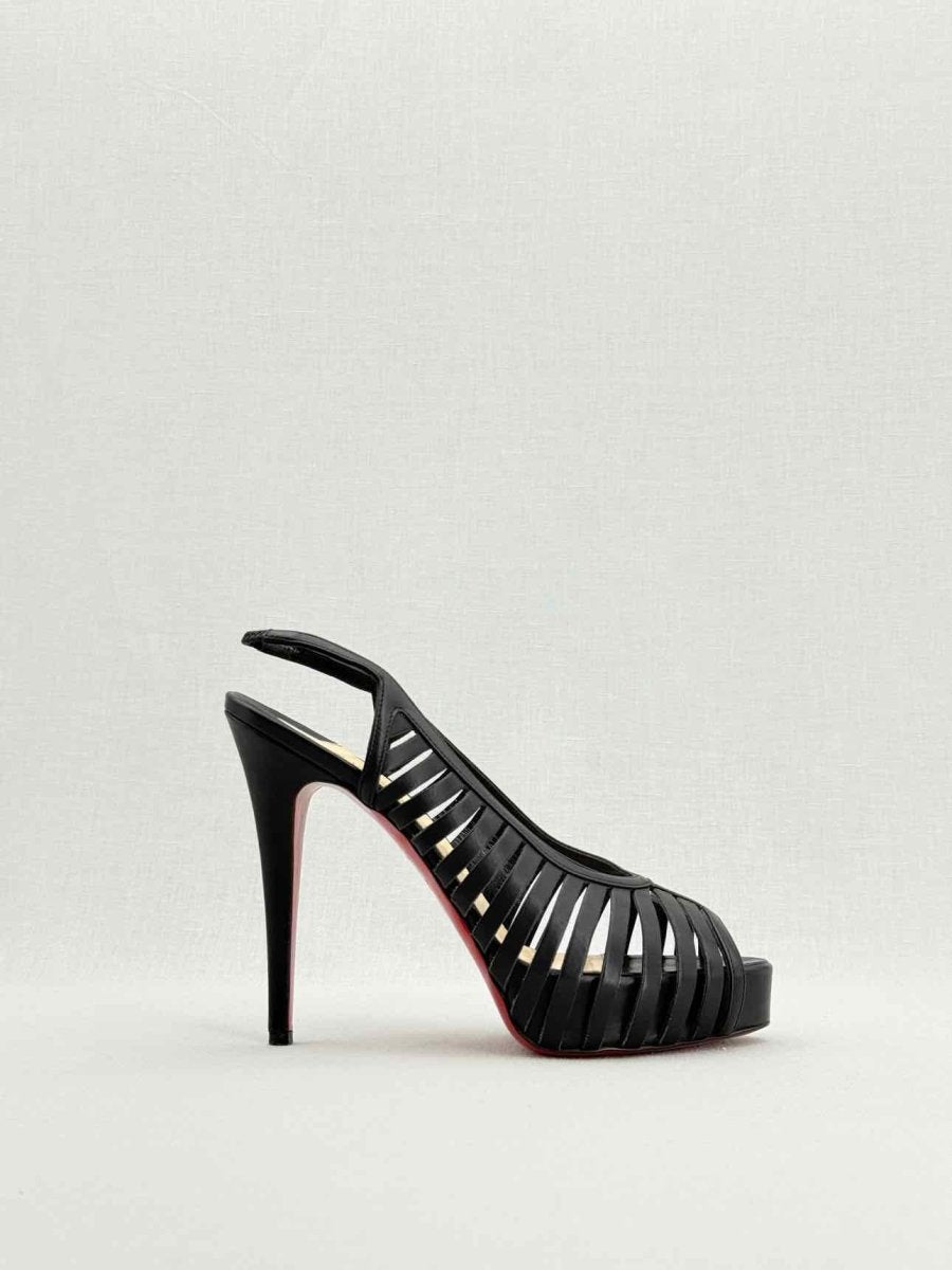 Pre - loved CHRISTIAN LOUBOUTIN Black Size EU 38.5 Slingbacks at Reems Closet