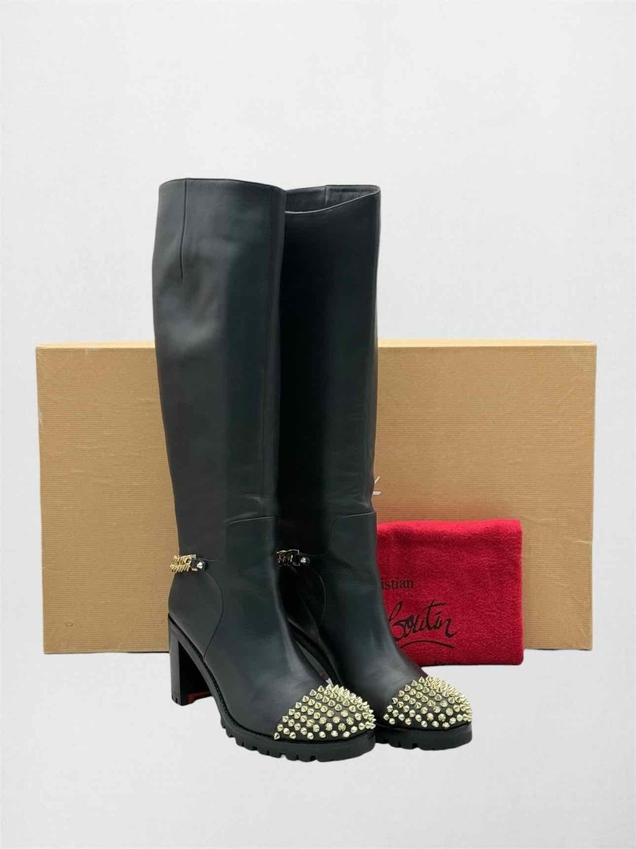 Pre-loved CHRISTIAN LOUBOUTIN Black Size EU 39 Knee High Boots at Reems Closet