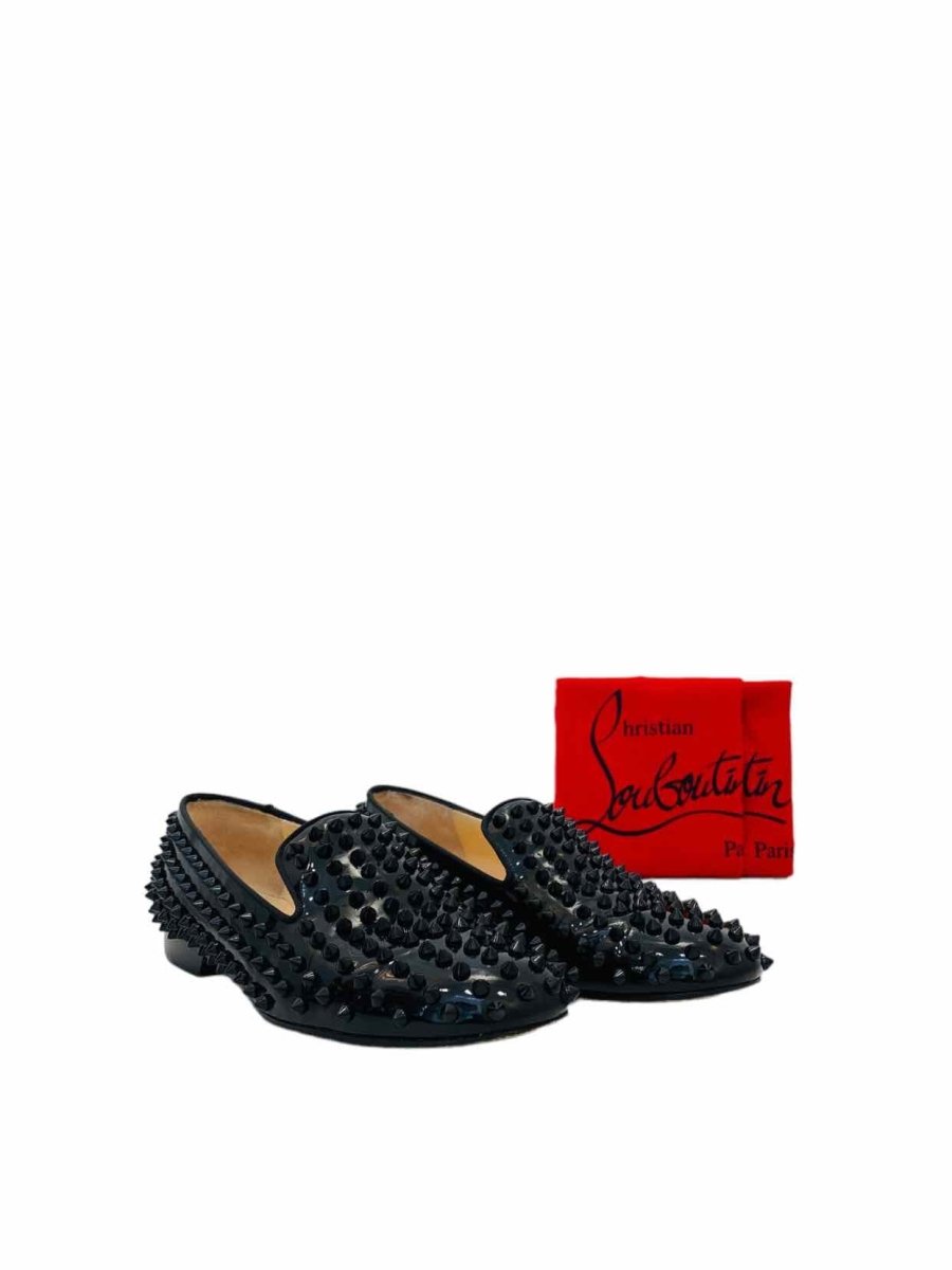 Pre - loved CHRISTIAN LOUBOUTIN Black Smoking Slippers at Reems Closet