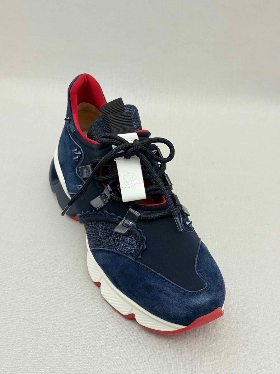 Pre - loved CHRISTIAN LOUBOUTIN Blue & White Size EU 38 Sneakers at Reems Closet