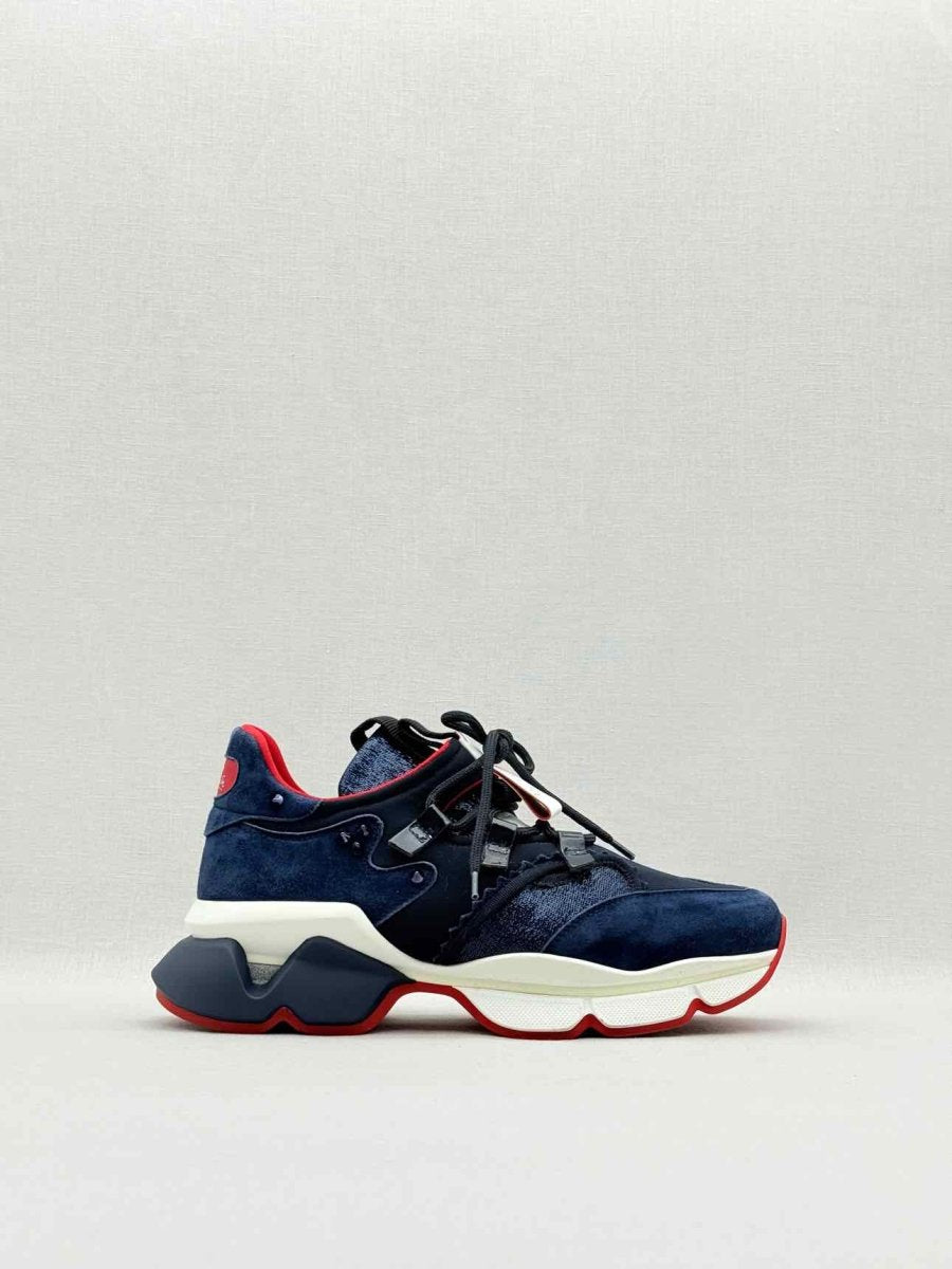 Pre - loved CHRISTIAN LOUBOUTIN Blue & White Size EU 38 Sneakers at Reems Closet