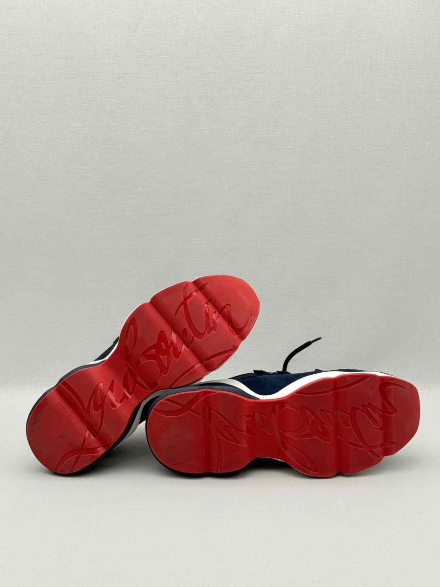 Pre - loved CHRISTIAN LOUBOUTIN Blue & White Size EU 38 Sneakers at Reems Closet