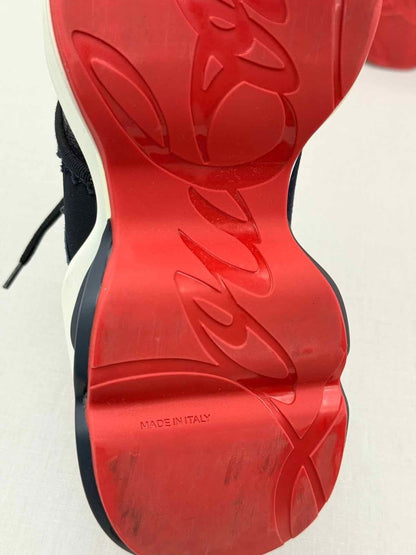 Pre - loved CHRISTIAN LOUBOUTIN Blue & White Size EU 38 Sneakers at Reems Closet