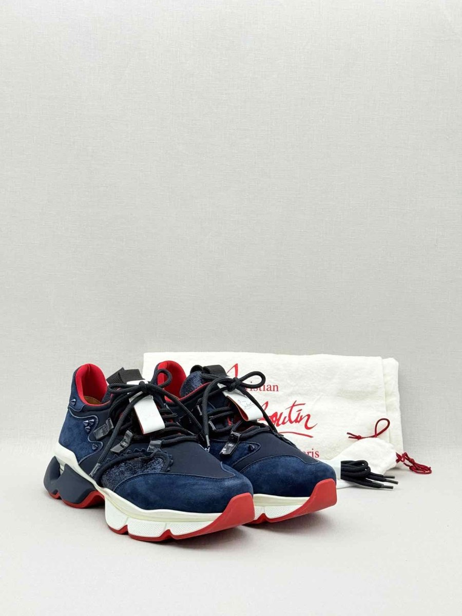 Pre - loved CHRISTIAN LOUBOUTIN Blue & White Size EU 38 Sneakers at Reems Closet