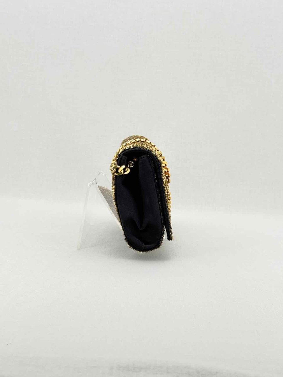 Pre-loved CHRISTIAN LOUBOUTIN Catalina Gold & Brown Clutch at Reems Closet