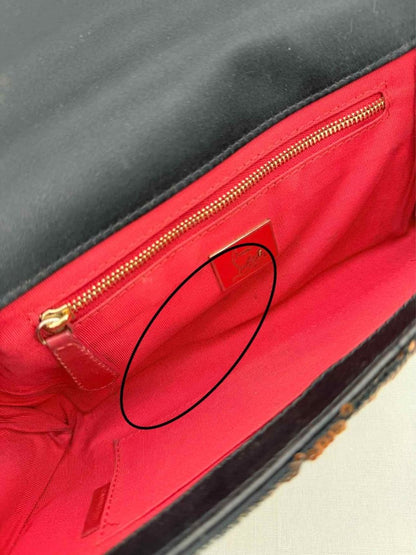 Pre-loved CHRISTIAN LOUBOUTIN Catalina Gold & Brown Clutch at Reems Closet
