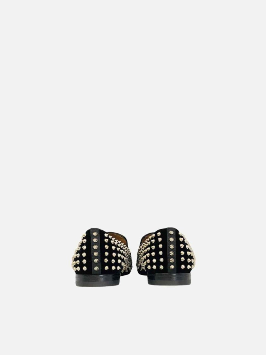 Pre - loved CHRISTIAN LOUBOUTIN Dandelion Spikes Black Loafers 10.5 at Reems Closet