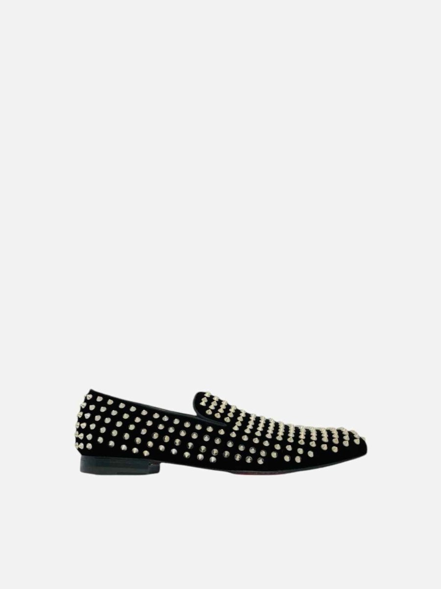 Pre - loved CHRISTIAN LOUBOUTIN Dandelion Spikes Black Loafers 10.5 at Reems Closet