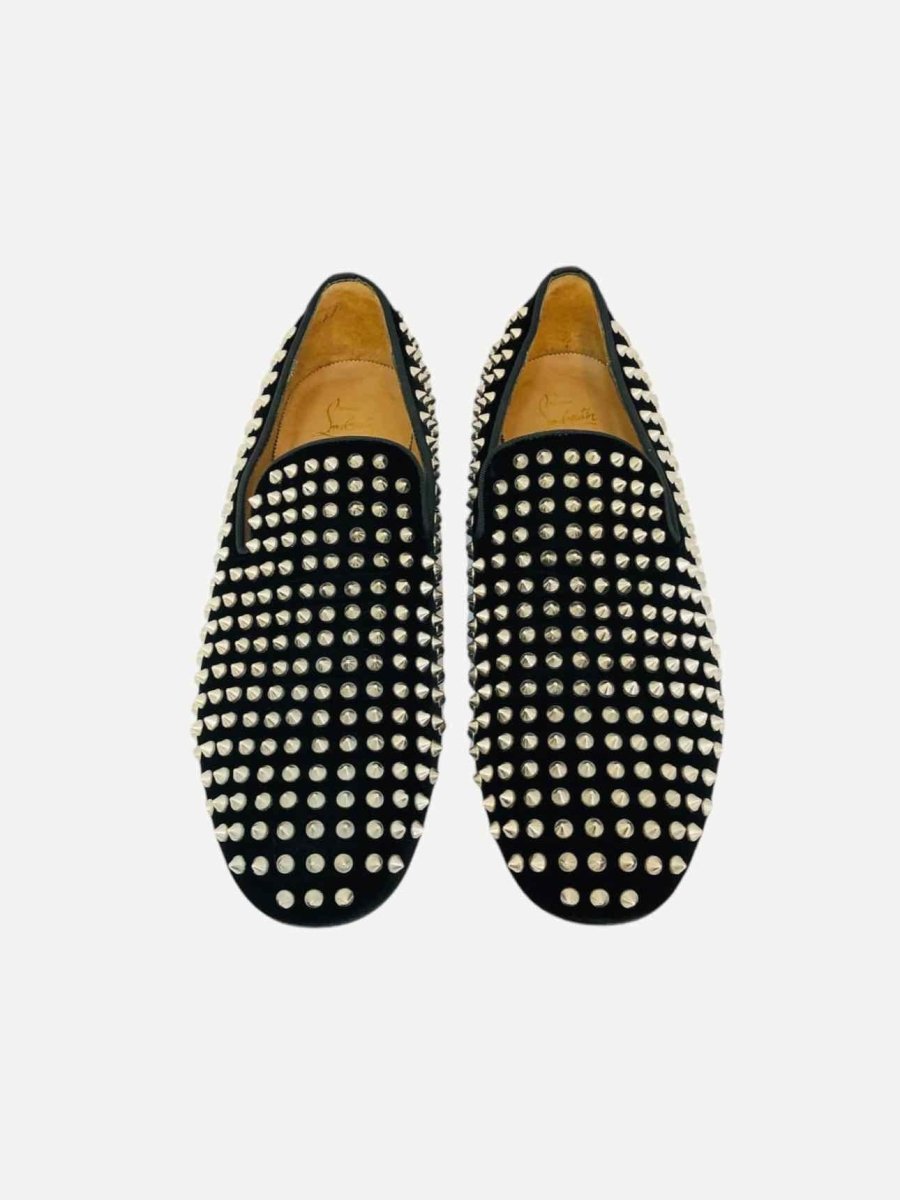 Pre - loved CHRISTIAN LOUBOUTIN Dandelion Spikes Black Loafers 10.5 at Reems Closet