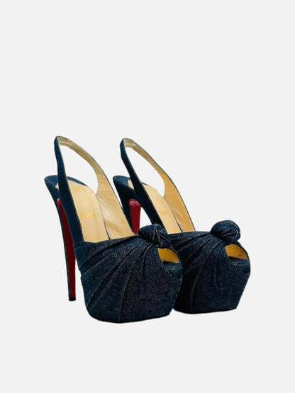 Pre - loved CHRISTIAN LOUBOUTIN Denim Blue Slingbacks at Reems Closet