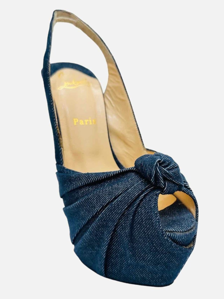 Pre - loved CHRISTIAN LOUBOUTIN Denim Blue Slingbacks at Reems Closet