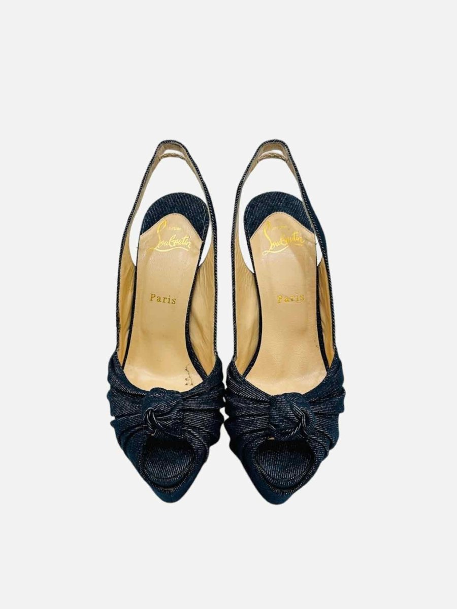 Pre - loved CHRISTIAN LOUBOUTIN Denim Blue Slingbacks at Reems Closet