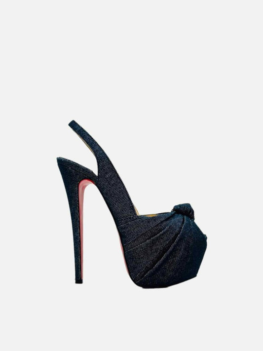 Pre - loved CHRISTIAN LOUBOUTIN Denim Blue Slingbacks at Reems Closet