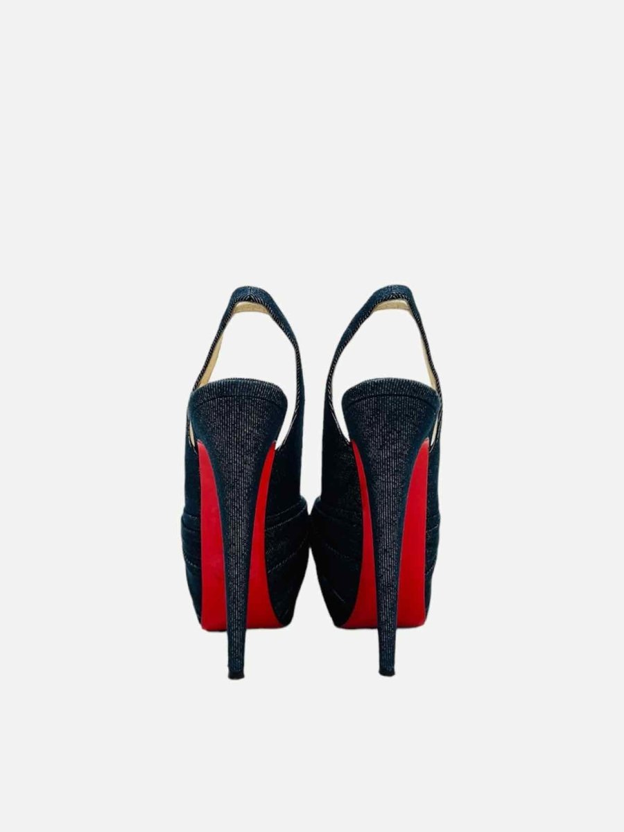 Pre - loved CHRISTIAN LOUBOUTIN Denim Blue Slingbacks at Reems Closet