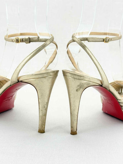 Pre - loved CHRISTIAN LOUBOUTIN Gold Size EU 36.5 Heeled Sandals at Reems Closet