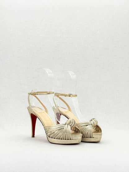 Pre - loved CHRISTIAN LOUBOUTIN Gold Size EU 36.5 Heeled Sandals at Reems Closet