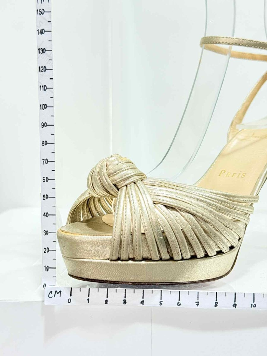 Pre - loved CHRISTIAN LOUBOUTIN Gold Size EU 36.5 Heeled Sandals at Reems Closet
