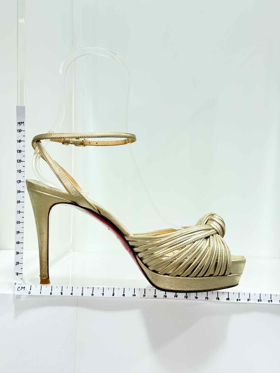 Pre - loved CHRISTIAN LOUBOUTIN Gold Size EU 36.5 Heeled Sandals at Reems Closet