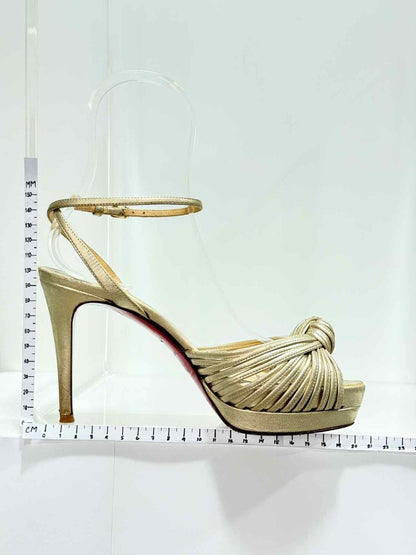 Pre - loved CHRISTIAN LOUBOUTIN Gold Size EU 36.5 Heeled Sandals at Reems Closet