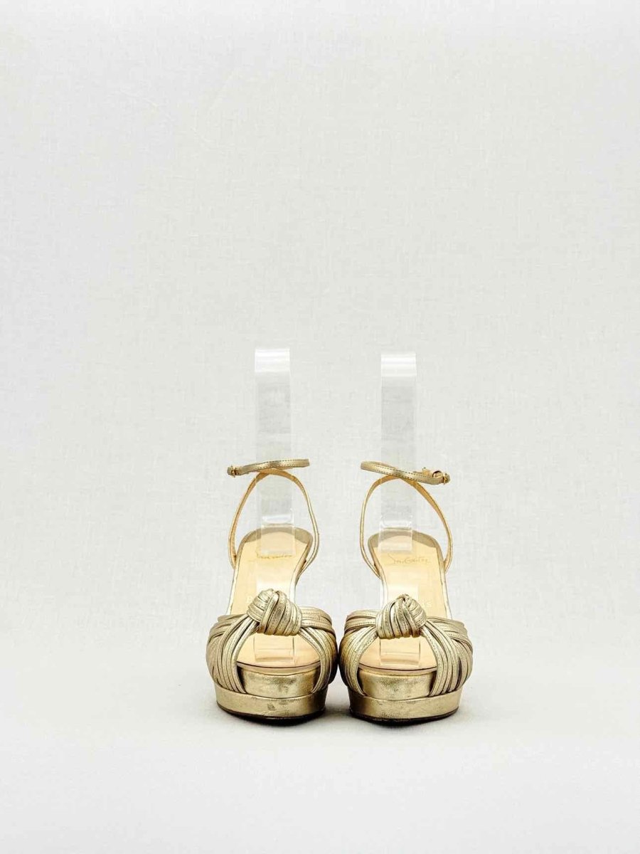 Pre - loved CHRISTIAN LOUBOUTIN Gold Size EU 36.5 Heeled Sandals at Reems Closet