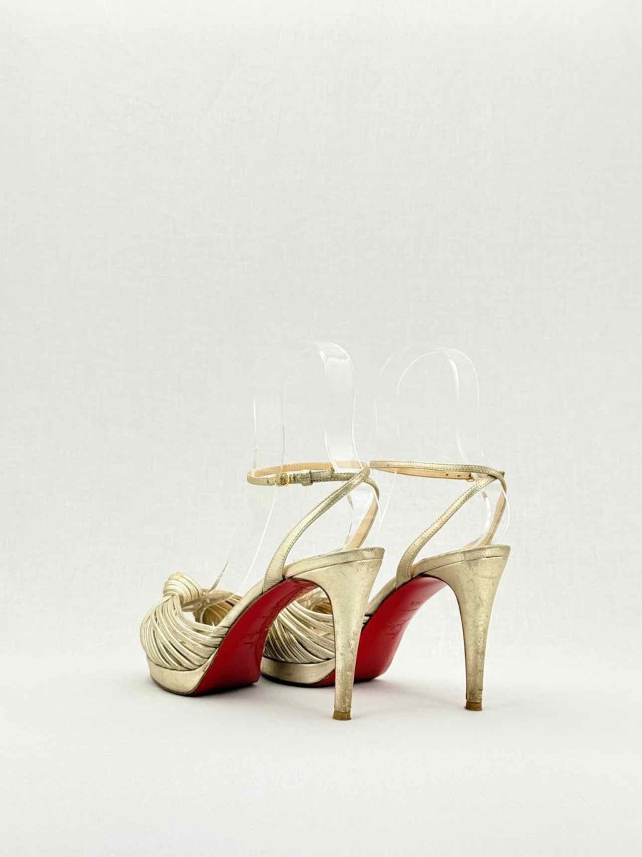 Pre - loved CHRISTIAN LOUBOUTIN Gold Size EU 36.5 Heeled Sandals at Reems Closet