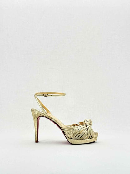 Pre - loved CHRISTIAN LOUBOUTIN Gold Size EU 36.5 Heeled Sandals at Reems Closet