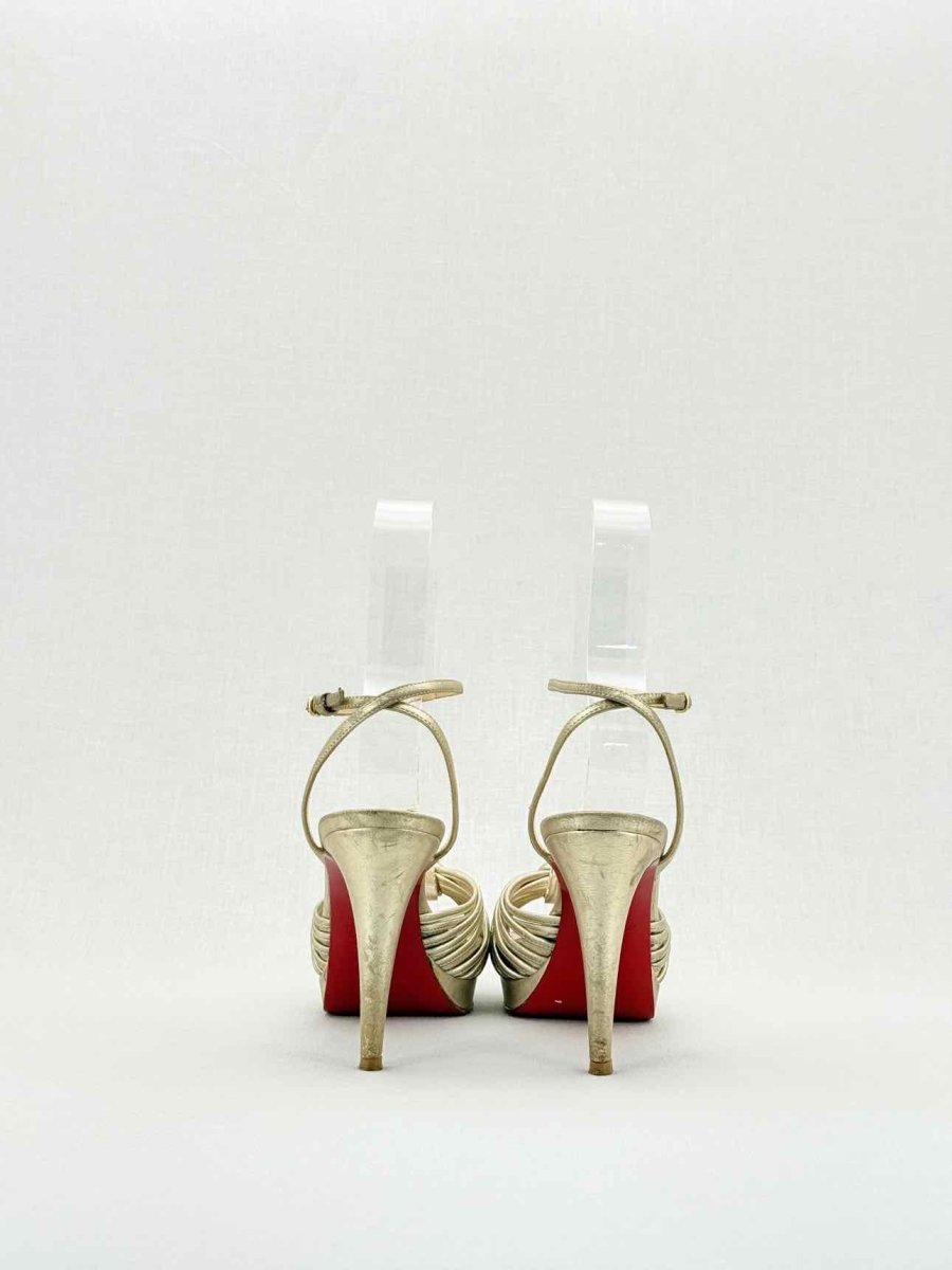 Pre - loved CHRISTIAN LOUBOUTIN Gold Size EU 36.5 Heeled Sandals at Reems Closet