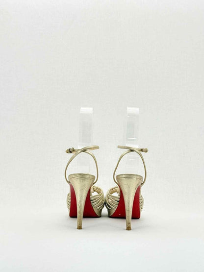 Pre - loved CHRISTIAN LOUBOUTIN Gold Size EU 36.5 Heeled Sandals at Reems Closet