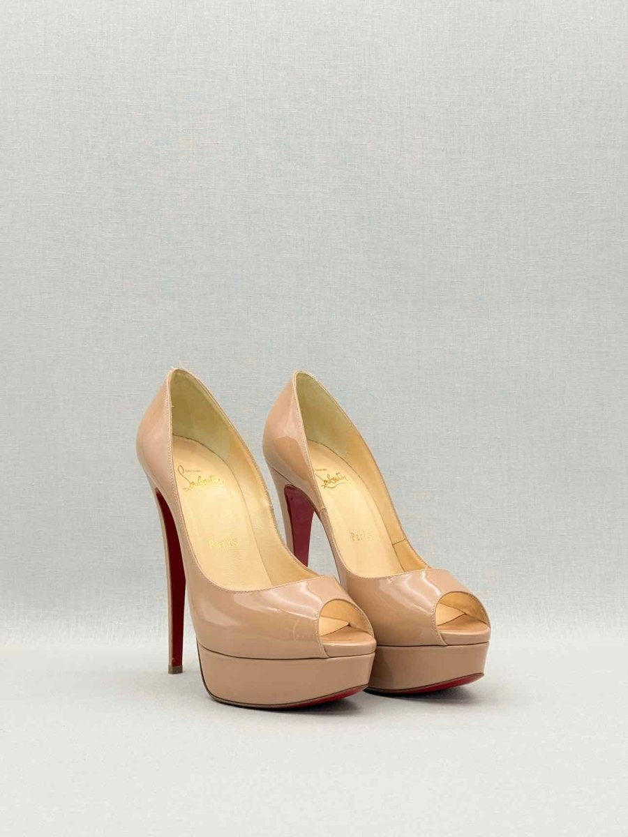 Pre - loved CHRISTIAN LOUBOUTIN Lady Peep Beige Size EU 38 Pumps at Reems Closet