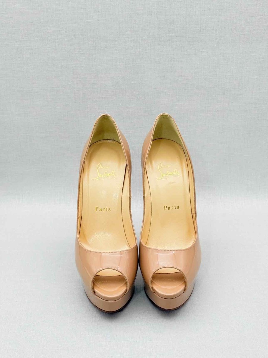 Pre - loved CHRISTIAN LOUBOUTIN Lady Peep Beige Size EU 38 Pumps at Reems Closet
