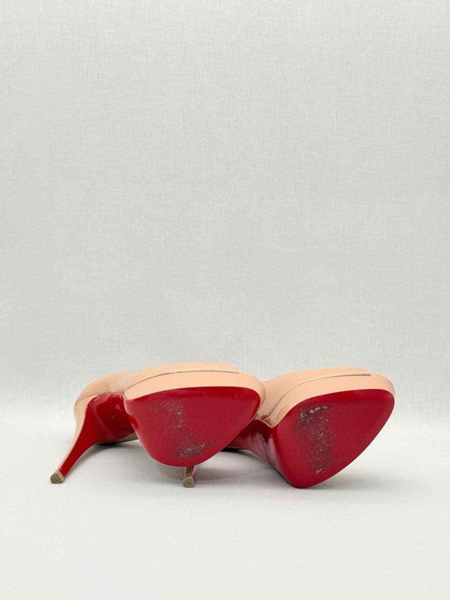 Pre - loved CHRISTIAN LOUBOUTIN Lady Peep Beige Size EU 38 Pumps at Reems Closet