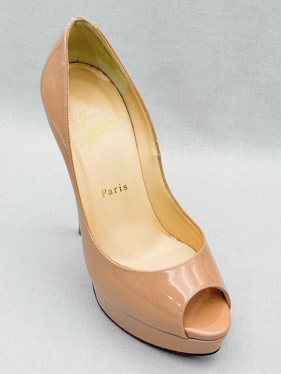 Pre - loved CHRISTIAN LOUBOUTIN Lady Peep Beige Size EU 38 Pumps at Reems Closet