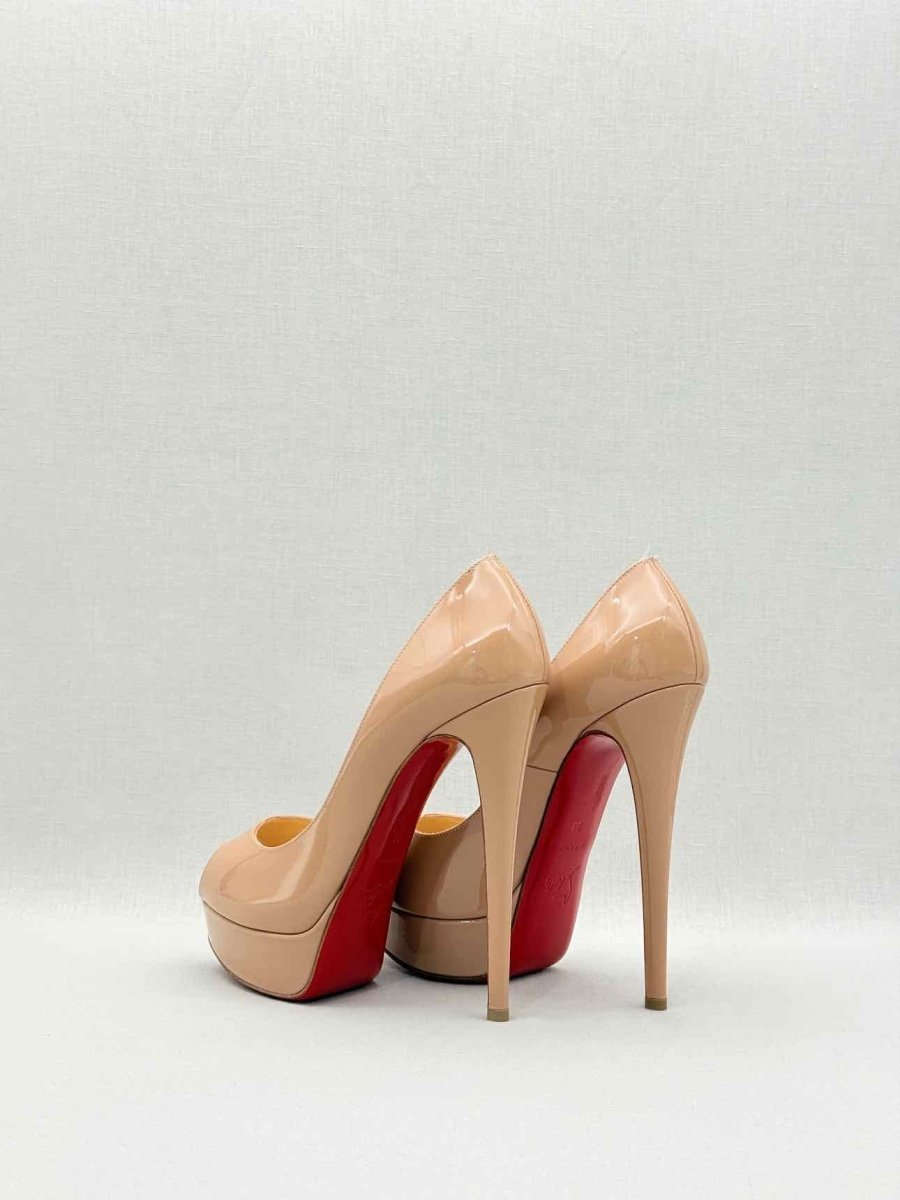 Pre - loved CHRISTIAN LOUBOUTIN Lady Peep Beige Size EU 38 Pumps at Reems Closet