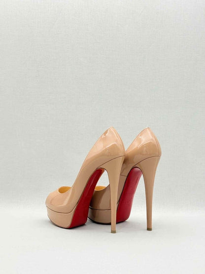 Pre - loved CHRISTIAN LOUBOUTIN Lady Peep Beige Size EU 38 Pumps at Reems Closet