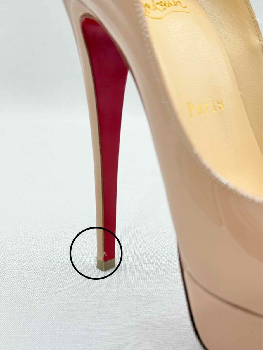 Pre - loved CHRISTIAN LOUBOUTIN Lady Peep Beige Size EU 38 Pumps at Reems Closet