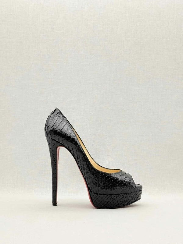 Pre-loved CHRISTIAN LOUBOUTIN Lady Peep Black Size EU 40 Pumps at Reems Closet