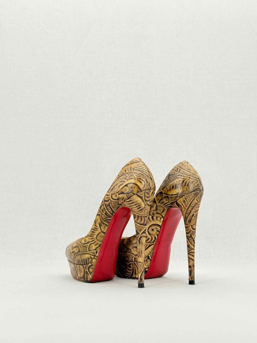 Pre - loved CHRISTIAN LOUBOUTIN Lady Peep Brown Size EU 39.5 Pumps at Reems Closet