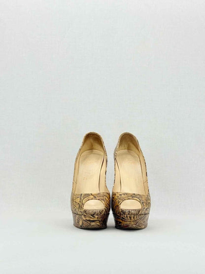Pre - loved CHRISTIAN LOUBOUTIN Lady Peep Brown Size EU 39.5 Pumps at Reems Closet