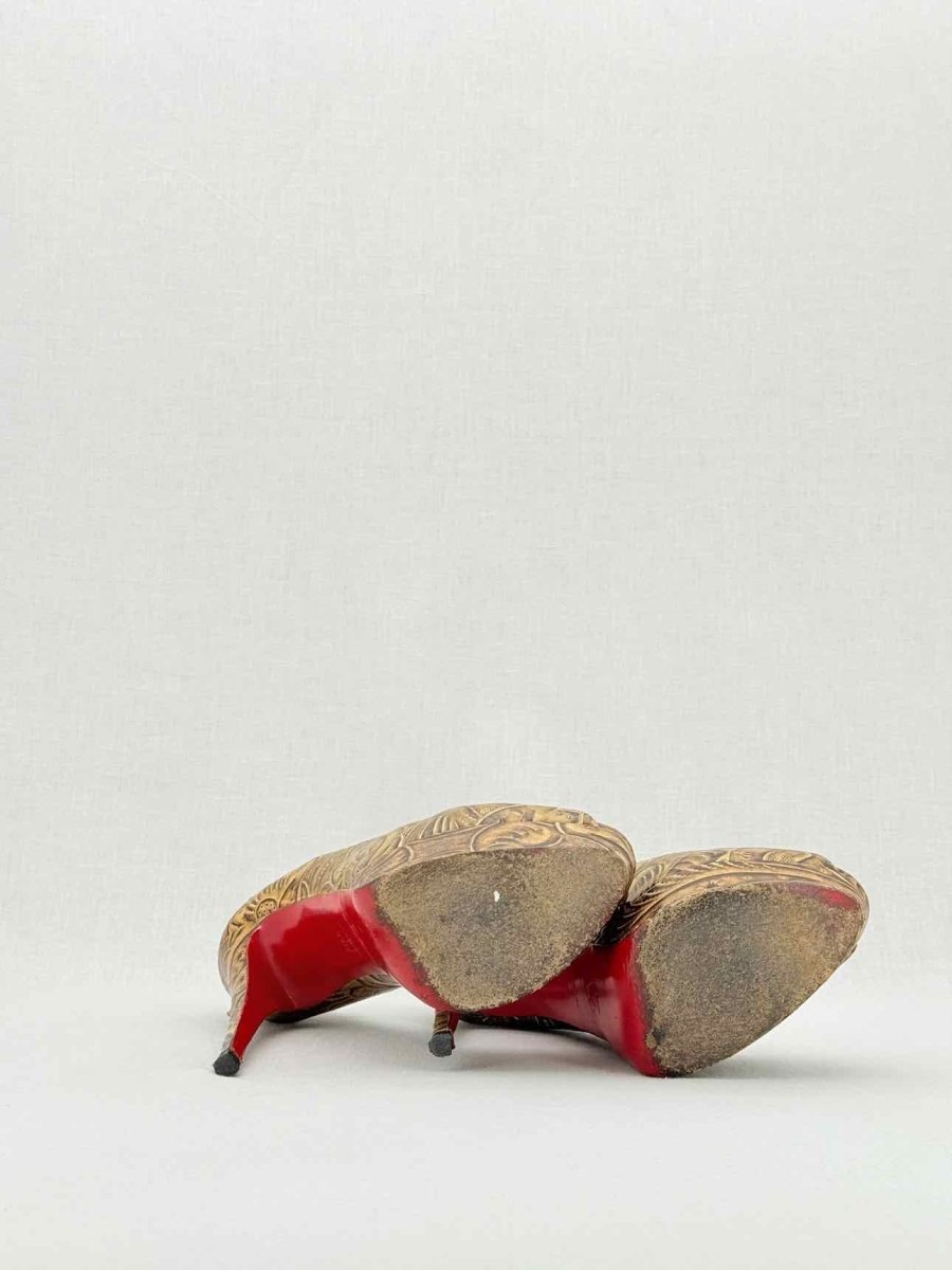 Pre - loved CHRISTIAN LOUBOUTIN Lady Peep Brown Size EU 39.5 Pumps at Reems Closet