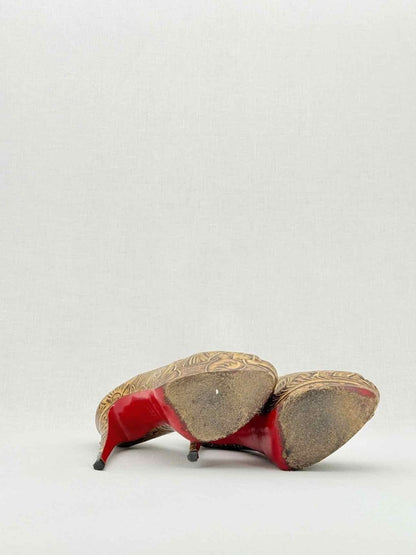 Pre - loved CHRISTIAN LOUBOUTIN Lady Peep Brown Size EU 39.5 Pumps at Reems Closet