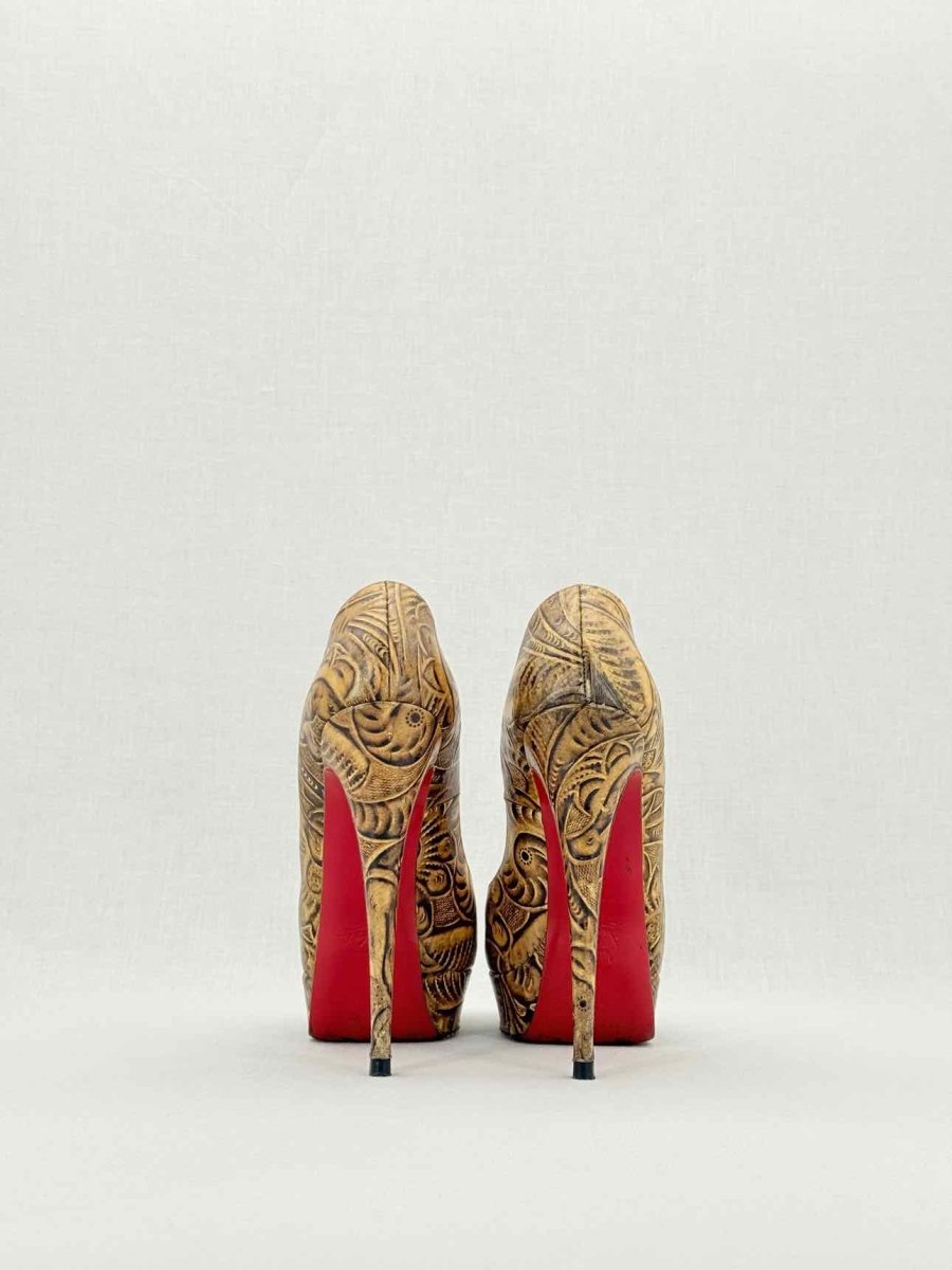 Pre - loved CHRISTIAN LOUBOUTIN Lady Peep Brown Size EU 39.5 Pumps at Reems Closet