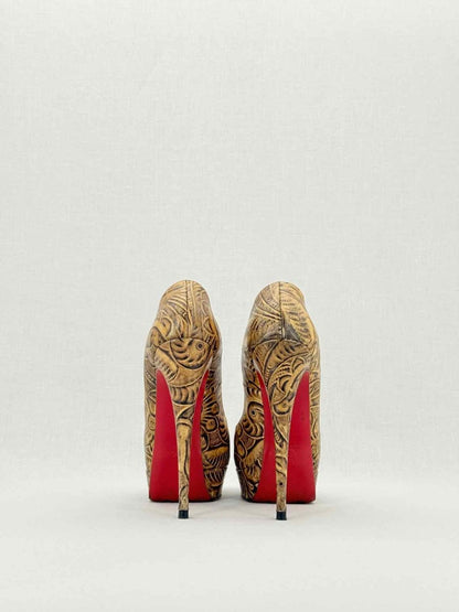 Pre - loved CHRISTIAN LOUBOUTIN Lady Peep Brown Size EU 39.5 Pumps at Reems Closet